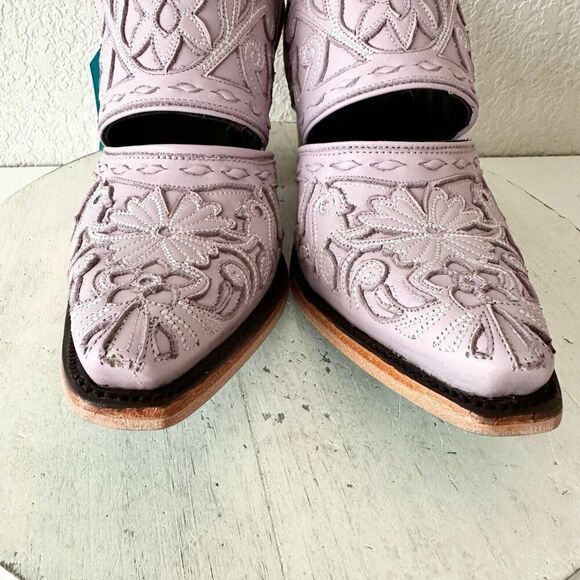 Lane Robin Mule Womens Purple Short Cowboy Boots 6.5 Western Mule Floral Leather - Picture 7 of 13